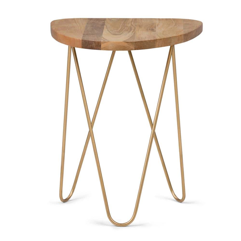 Patrice Boomerang Mango Wood Table with Matte Gold Hairpin Legs
