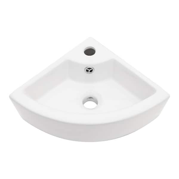 5 in. Wall-Mounted Rectangular Bathroom Sink in White Ceramic