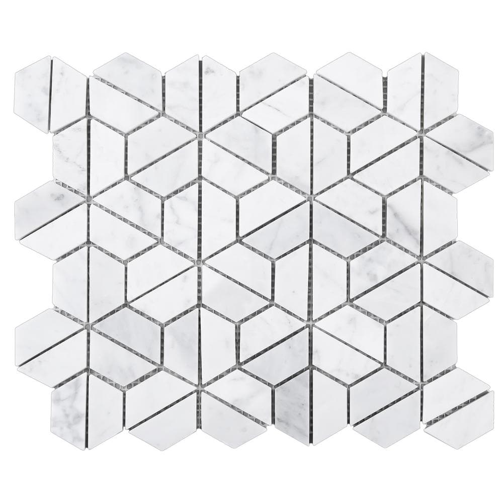 Thunder White 12.01 in. x 12.01 in. Geometric Polished Marble Mosaic Tile (10.1 sq. ft./Case) price history on PriceWatchPro
