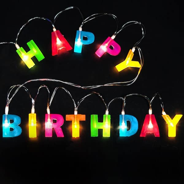 Betus 3 Ft 13 Light Happy Birthday Led String Lights Multi Color Light Up Letter Birthday Party Hanging Decorations Np Led Happybirthday