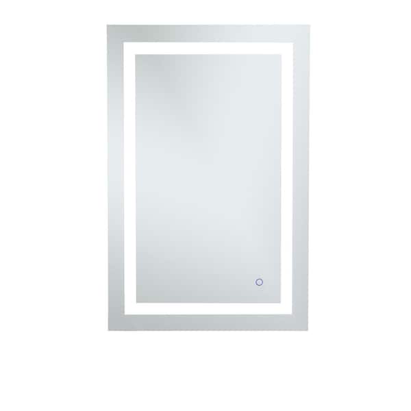Unbranded Timeless 24 in. W x 36 in. H Framed Rectangular LED Light Bathroom Vanity Mirror in Silver