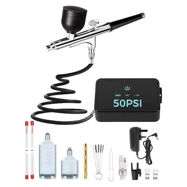 Airbrush Kit Air Compressor High Pressure Metal Finish Intuitive 0.2/0.3/0.5mm Nozzles Painting Modeling Cake Set