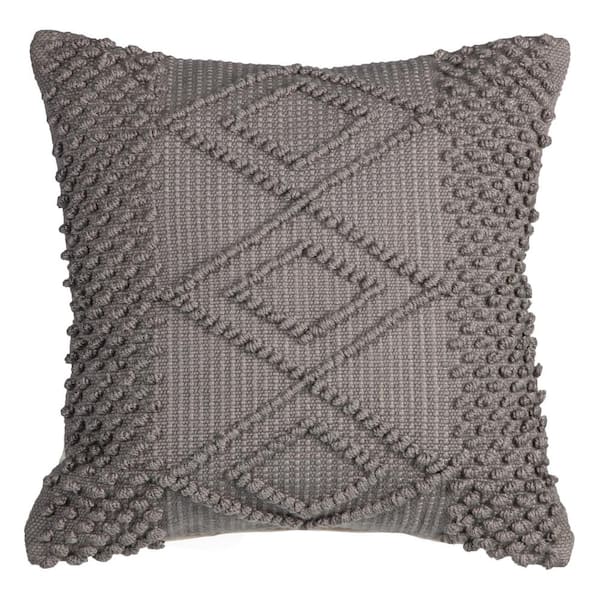 Hampton Bay 20 in. x 20 in. Knot Trellis Hand Woven Outdoor Square Pillow (2-Pack)