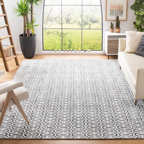 Mirage 9 ft. x 12 ft. Charcoal/Ivory Geometric High-Low Area Rug