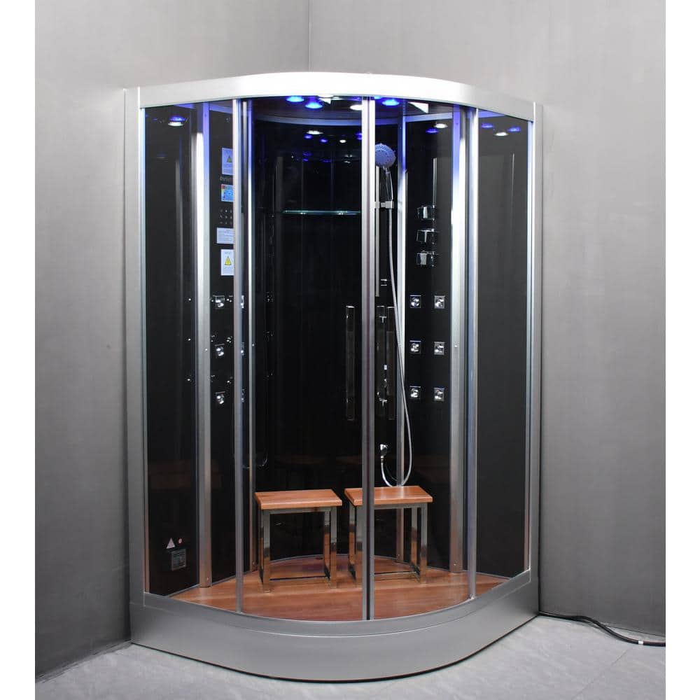 Platinum 47 in.x 47 in.x 90 in. Corner Steam Shower in Black with