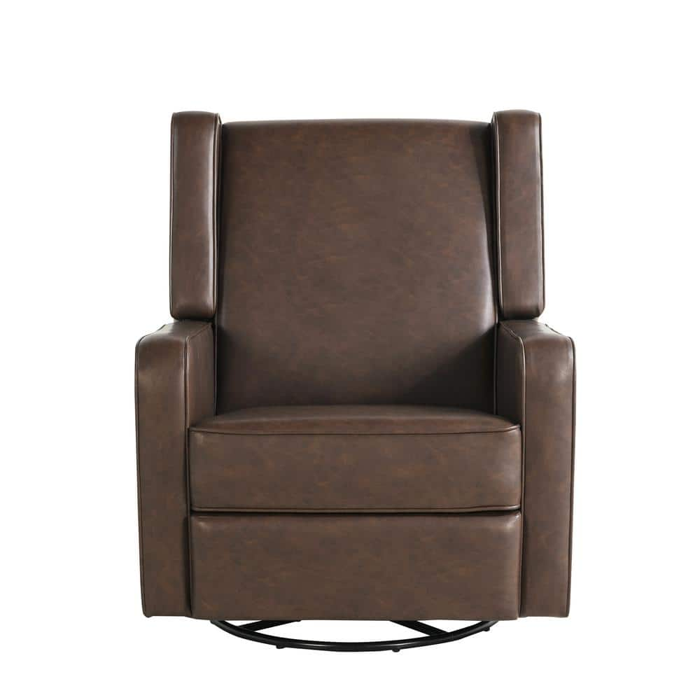 Relax A Lounger Eliana Brown Faux Leather Rocker Recliner with Swivel Base