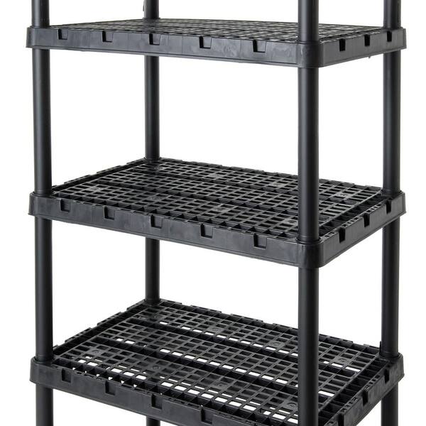 Gracious Living 4 Shelf Knect-A-Shelf Ventilated Light Duty Storage Unit, Black