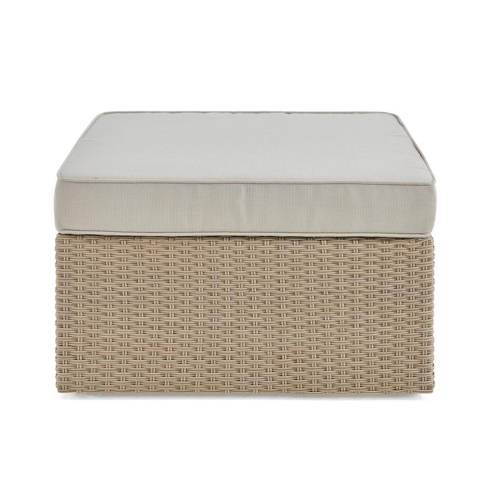 Canaan 26" Square All-Weather Wicker Outdoor Ottoman with Cushion