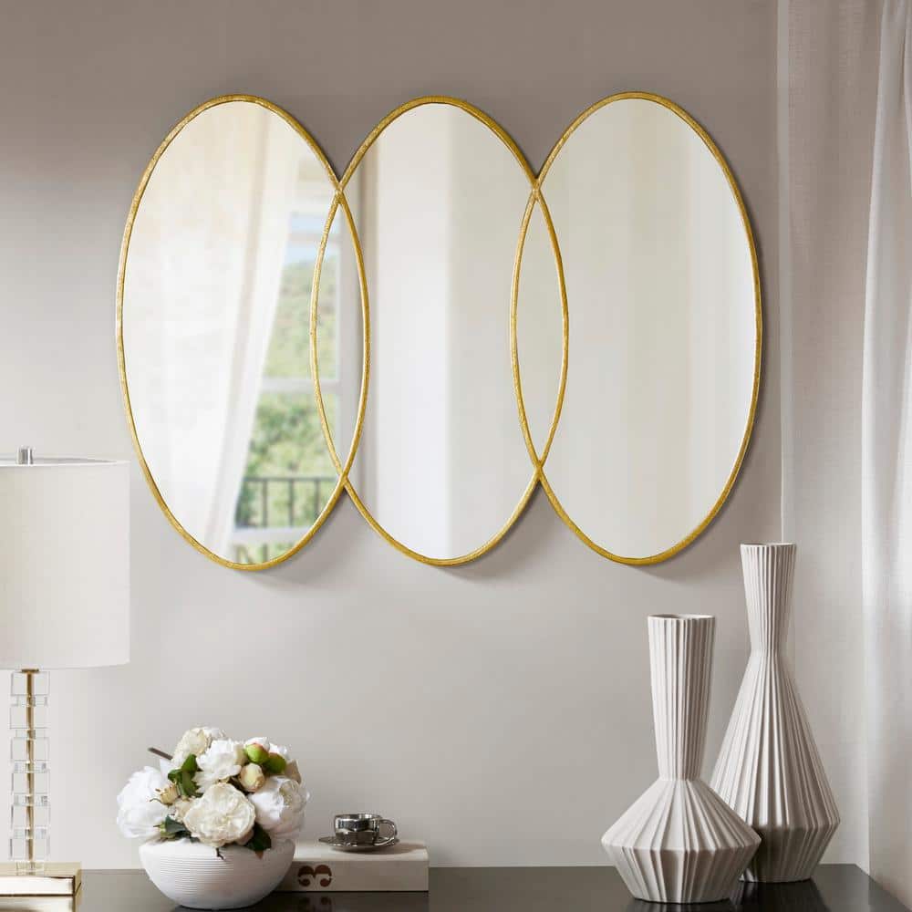 Eclipse Trio Overlapping Oval Gold Wall Mirror
