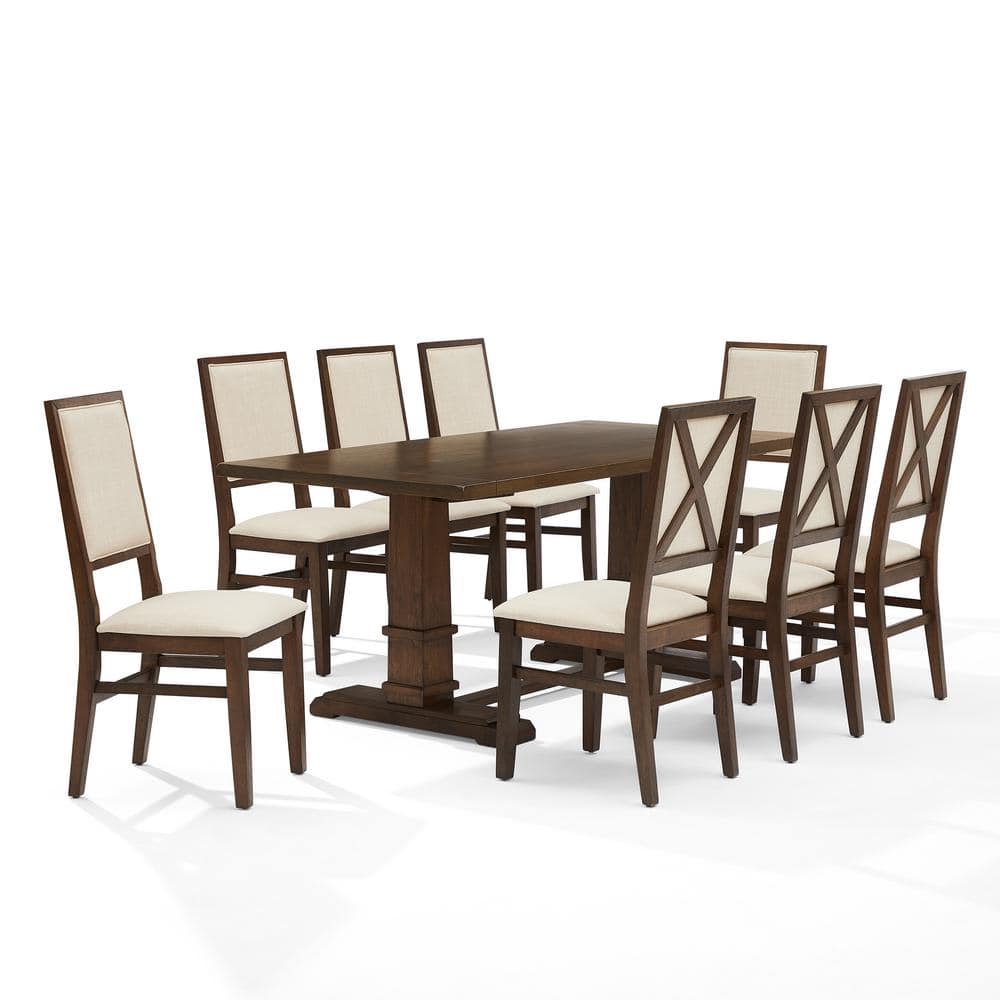 Joanna Dark Oak 9-Piece Dining Set with Upholstered Chairs price history on PriceWatchPro