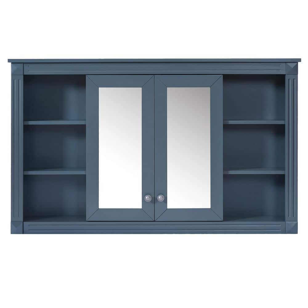 47 in. W x 28.74 in. H Blue Rectangular Medicine Cabinet with Mirror, Adjustable Shelf and Open Storage price history on PriceWatchPro
