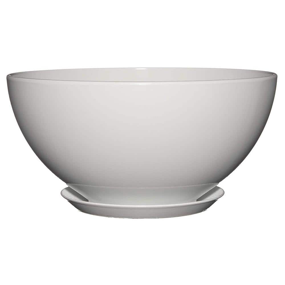 Stark White Resin Oval Indoor/Outdoor Planter with Drainage