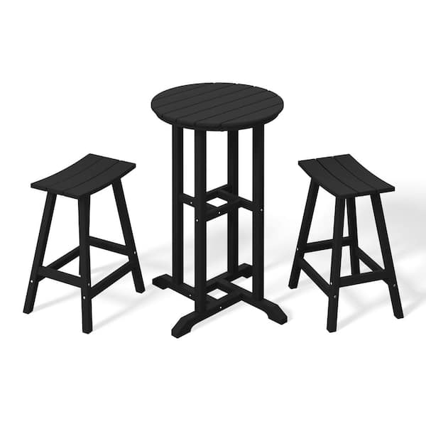 WESTIN OUTDOOR Laguna 3-Piece HDPE Weather Resistant Counter Height Outdoor Patio Bistro Set, Black