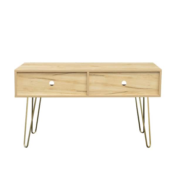 Unbranded 41.73 in. Oak TV Stand with 2-Open Shelves Fits TV's up to 50 in.