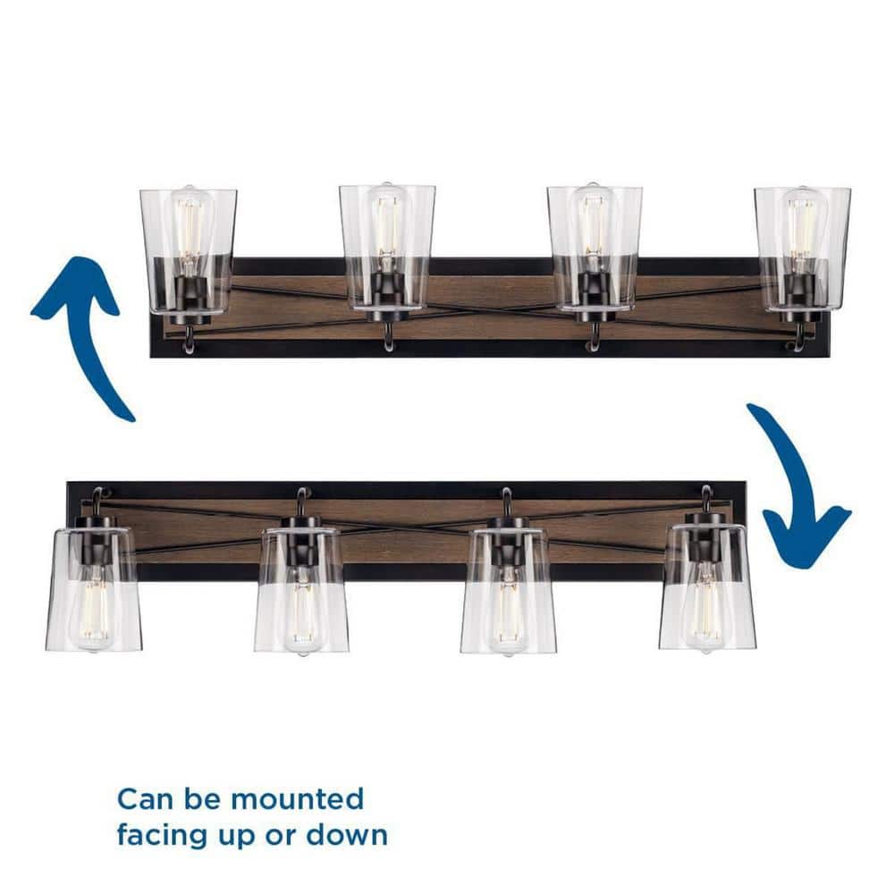 Briarwood Antique Bronze 4-Light Bath Vanity with Clear Glass Shades