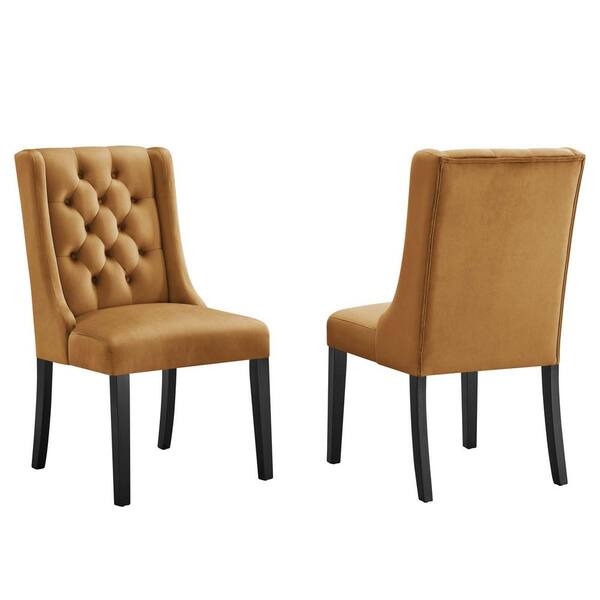 MODWAY Baronet Cognac Performance Velvet Dining Side Chairs (Set of 2)