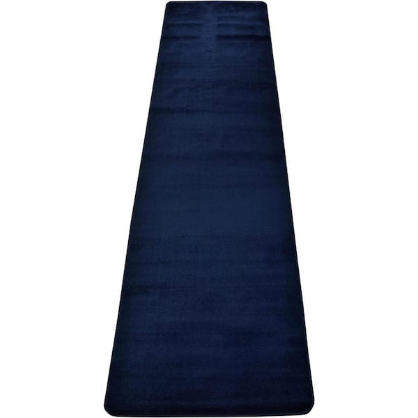 Euro Solid Collection Navy 26 in. W x 120 in. L Stair Runner 21.67 sq. ft.