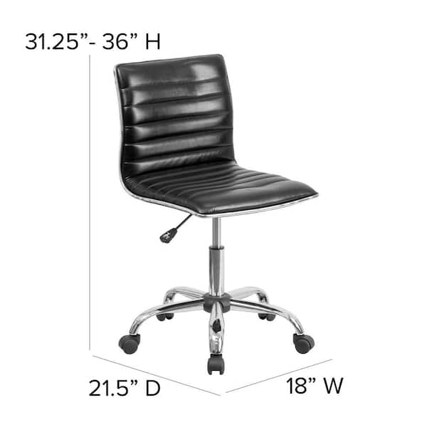 low back armless white ribbed designer swivel task chair