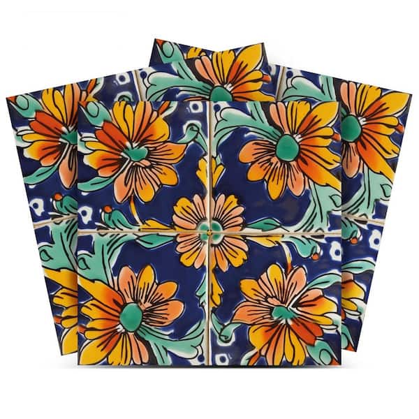 MI ALMA Turquoise, Blue, Yellow and Orange C81 8 in. x 8 in. Vinyl Peel and Stick Tile (24-Tiles, 10.67 sq. ft. /1-Pack)