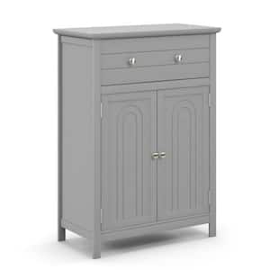 23.5 in. W x 12 in. D x 31.5 in. H Gray MDF Freestanding Bathroom Linen Cabinet Floor Storage Cabinet with Large Drawer