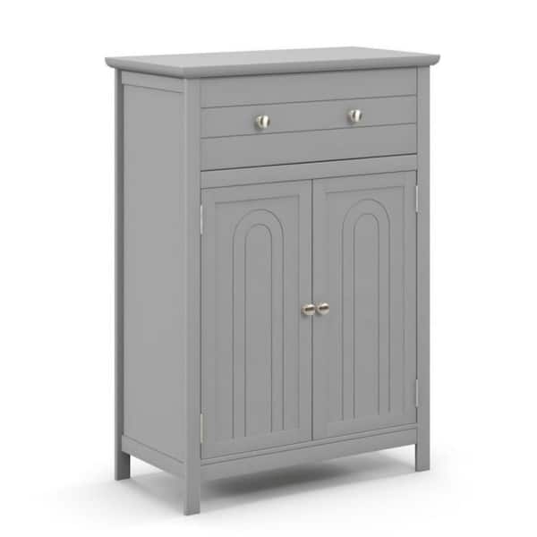Bunpeony 23.5 in. W x 12 in. D x 31.5 in. H Gray MDF Freestanding Bathroom Linen Cabinet Floor Storage Cabinet with Large Drawer