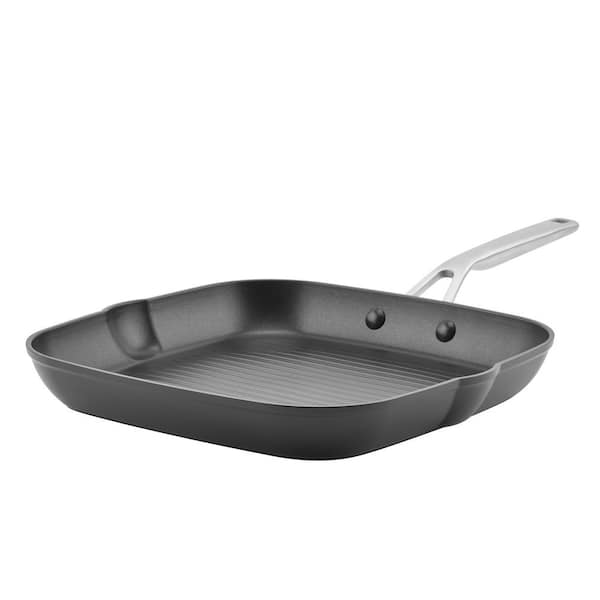 KitchenAid 11.25 in. Hard Anodized Aluminum Induction Grill Pan Black