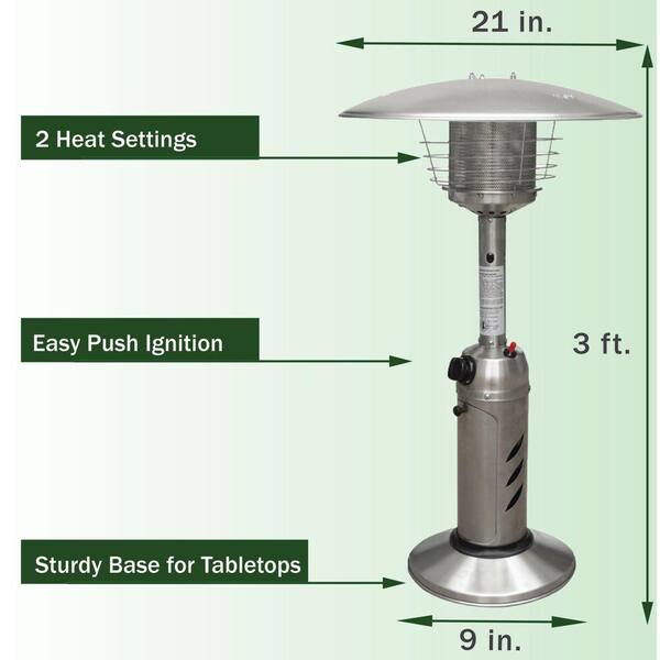 Hanover Mini Umbrella Tabletop 11 000 Btu Stainless Steel Propane Patio Heater Han0203ss The Home Depot - Hanover Umbrella 41 000 Btu Propane Patio Heater In Stainless Steel Hanover Mini Umbrella Tabletop 11 000 Btu Stainless Steel Propane Patio Heater Han0203ss The Home Depot - Hanover Umbrella 41 000 Btu Propane Patio Heater In Stainless Steel