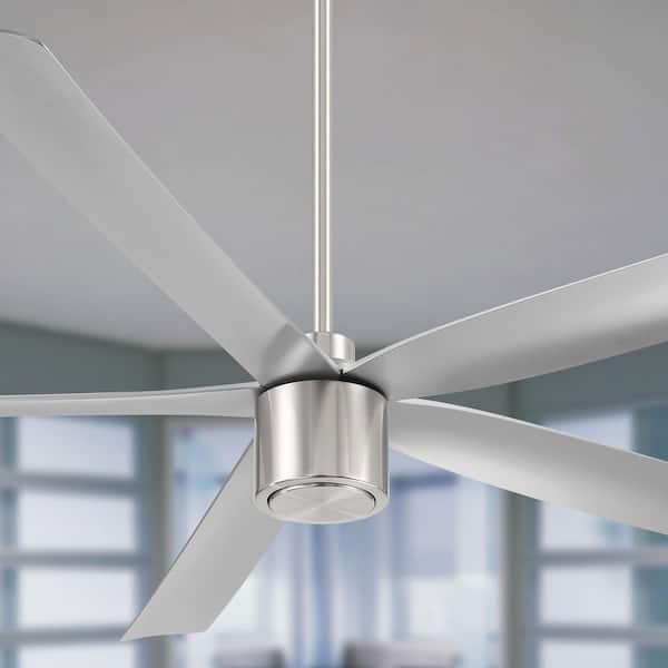 ARRANMORE LIGHTING & FANS RAVIAN 5-Blade 72 in. Indoor/Outdoor Brushed Nickel Modern Ceiling Fan with Remote Included