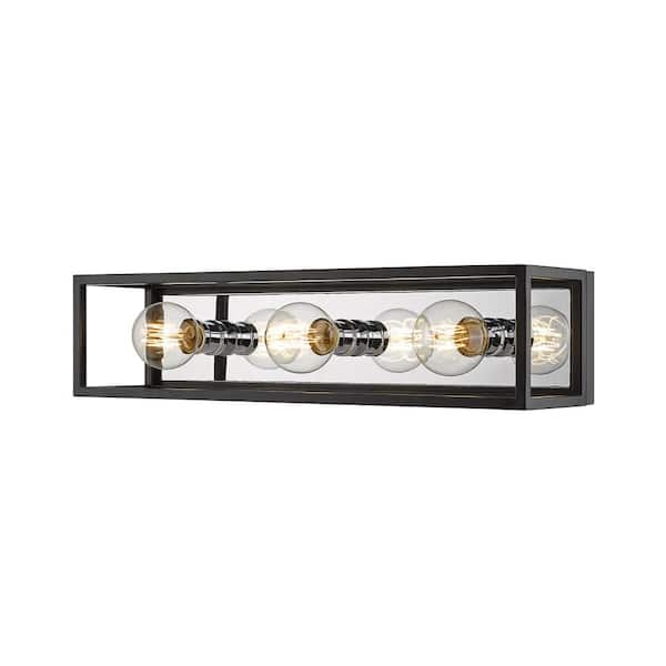 Unbranded 6.5 in. 3-Light Matte Black and Chrome Vanity Light