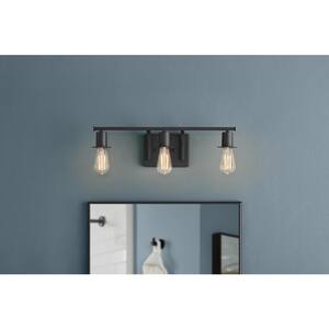 Aldwynne 21.75 in. 3-Light Matte Black Bathroom Vanity Light