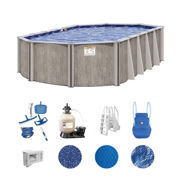 Aspen Wood 16 ft. x 32 ft. Oval 54 in. Deep Above Ground Deluxe Hard Sided Pool Package
