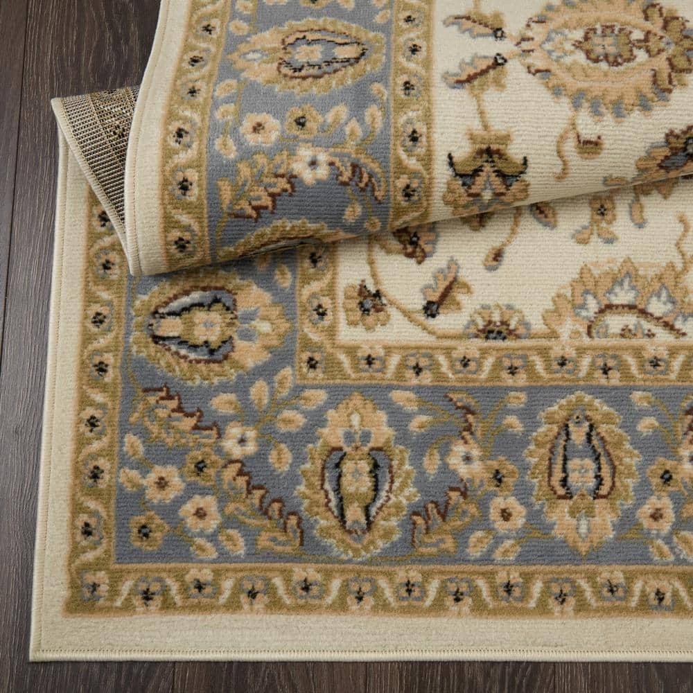 Ivory and Blue Medallion Rectangular Area Rug