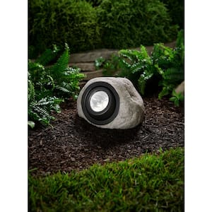 30 Lumen Gray Integrated LED Weather Resistant Outdoor Solar Rock Spotlight with Adjustable Lamp Head