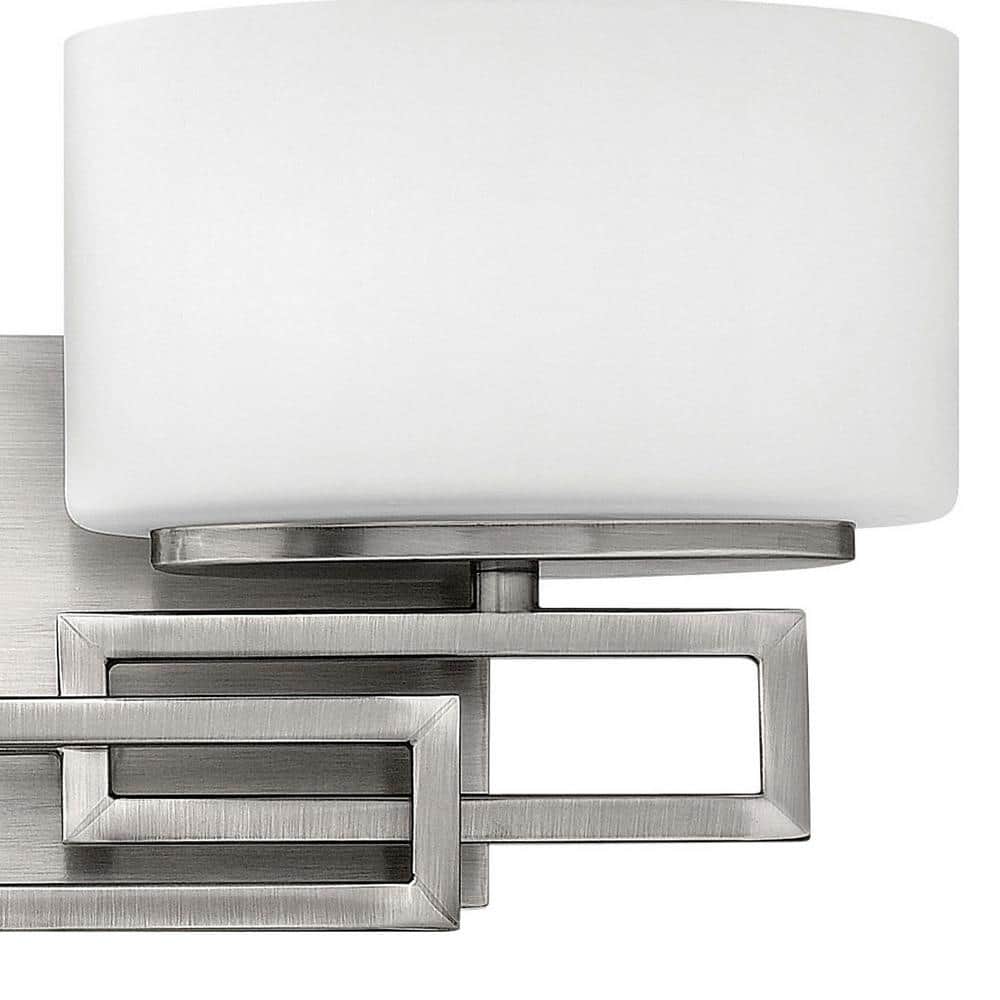 Lanza Chic Antique Nickel 2-Light Outdoor Bath Sconce with Etched Opal Shade