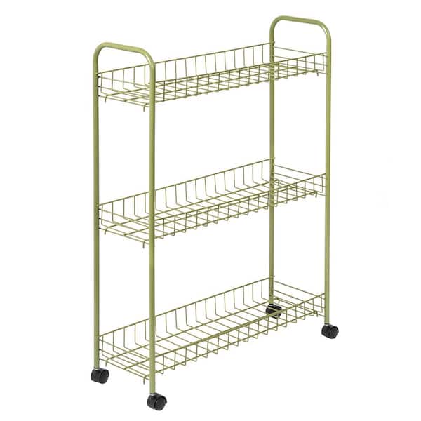 Honey-Can-Do 3-Tier Steel Wheeled Utility Cart in Olive