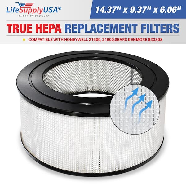 True HEPA Filter Replacement Compatible with Honeywell 21500 21600 Sears Kenmore 833308 Air Purifier