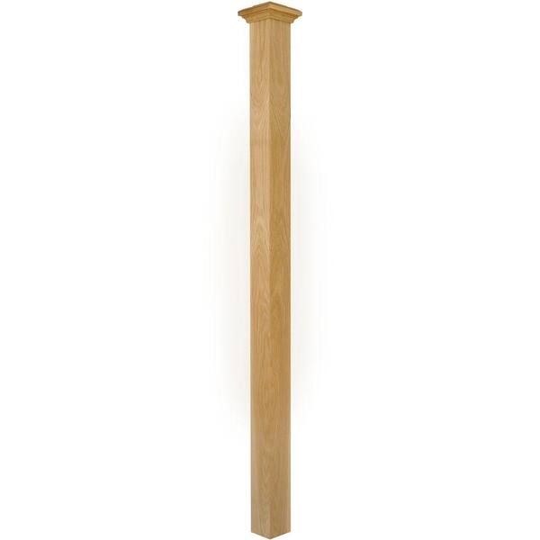Stair Parts 4077 64 in. x 3-1/2 in. White Oak Plain Newel Post