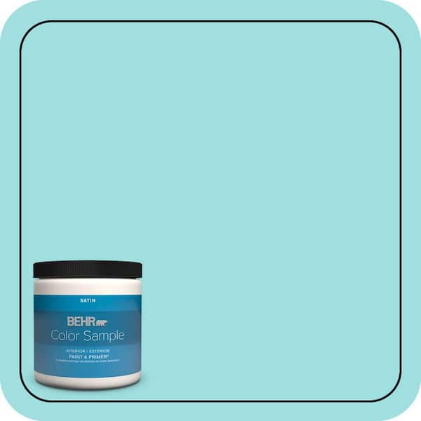 BEHR PREMIUM PLUS 8 oz. #P460-2 Tropical Waterfall Satin Enamel Interior/Exterior Paint & Primer Color Sample