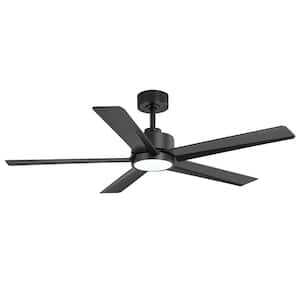 Saul 52 in. Integrated LED Indoor Black Ceiling Fan with Light and Remote Control Included