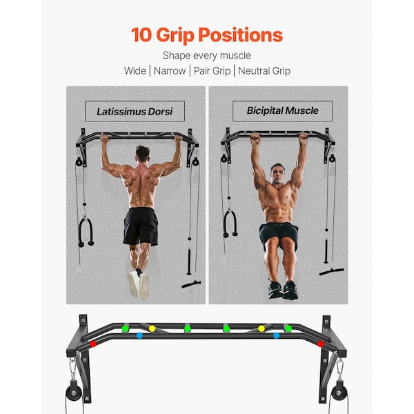 SKYSHALO Multi-Grip Wall Mounted Pull Up Bar 50 in. Wide