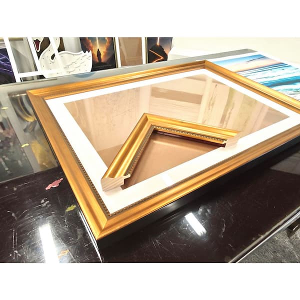 18 in. W x 24 in. H Gold Solid Wood Picture Frame with Shatterproof Glass, Replaceable Canvas Art Wall Decor