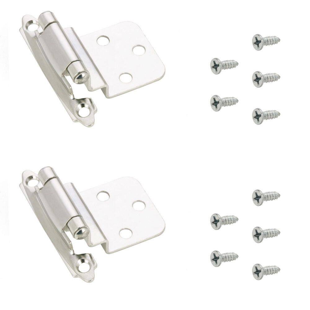 Chrome Semi-Concealed Self-Closing 3/8 in. Overlay for Face Frame Cabinet Hinge (2-Pack) price history on PriceWatchPro