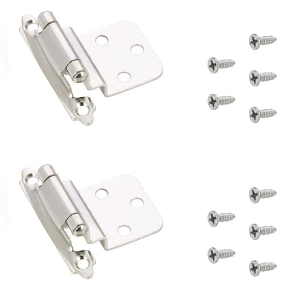 Chrome Semi-Concealed Self-Closing 3/8 in. Overlay for Face Frame Cabinet Hinge (2-Pack)