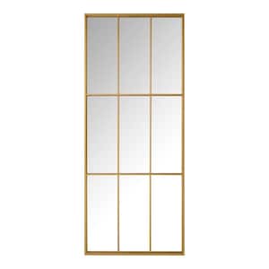 Oversized Gold Metal Frame Windowpane Classic Floor Mirror (70 in. H x 29 in. W)
