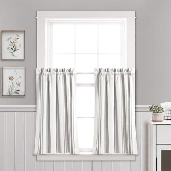 Pleated Ticking Striped Cafe Curtain , Tier Curtain, Kitchen Curtains,  Bathroom Curtains , Window Treatments, Farmhouse 