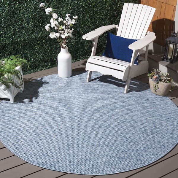 Sisal All-Weather Blue 7 ft. x 7 ft. Solid Woven Round Indoor/Outdoor Area Rug