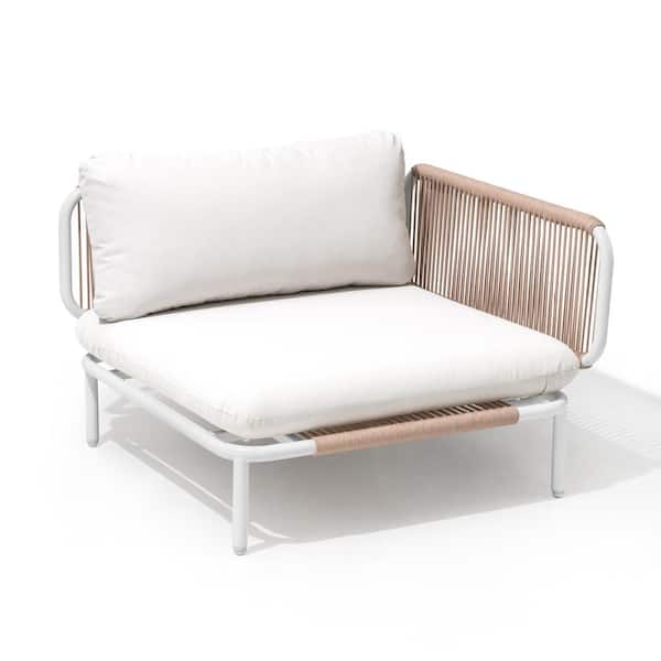 1-Piece Metal Outdoor Corner Chair with Cushion