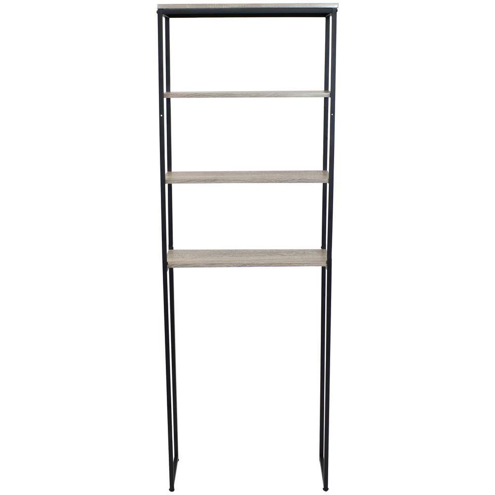 Oak Gray 4-Tier Over-the-Toilet Storage Shelf