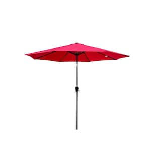 Outdoor Patio Umbrella 10FT WITHOUT FLAP 8pcs ribs with tilt with crank without base in Red pole size 1.49 in