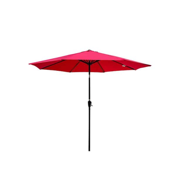 cenadinz Outdoor Patio Umbrella 10FT WITHOUT FLAP 8pcs ribs with tilt with crank without base in Red pole size 1.49 in